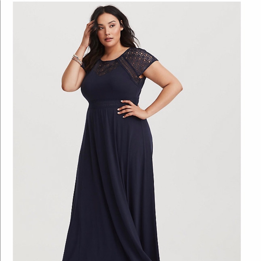 Torrid black crochet top maxi dress